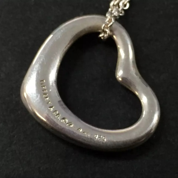 AUTH TIFFANY&CO. Silver 925 Elsa Peretti Open Heart Pendant Necklace - Picture 5 of 6